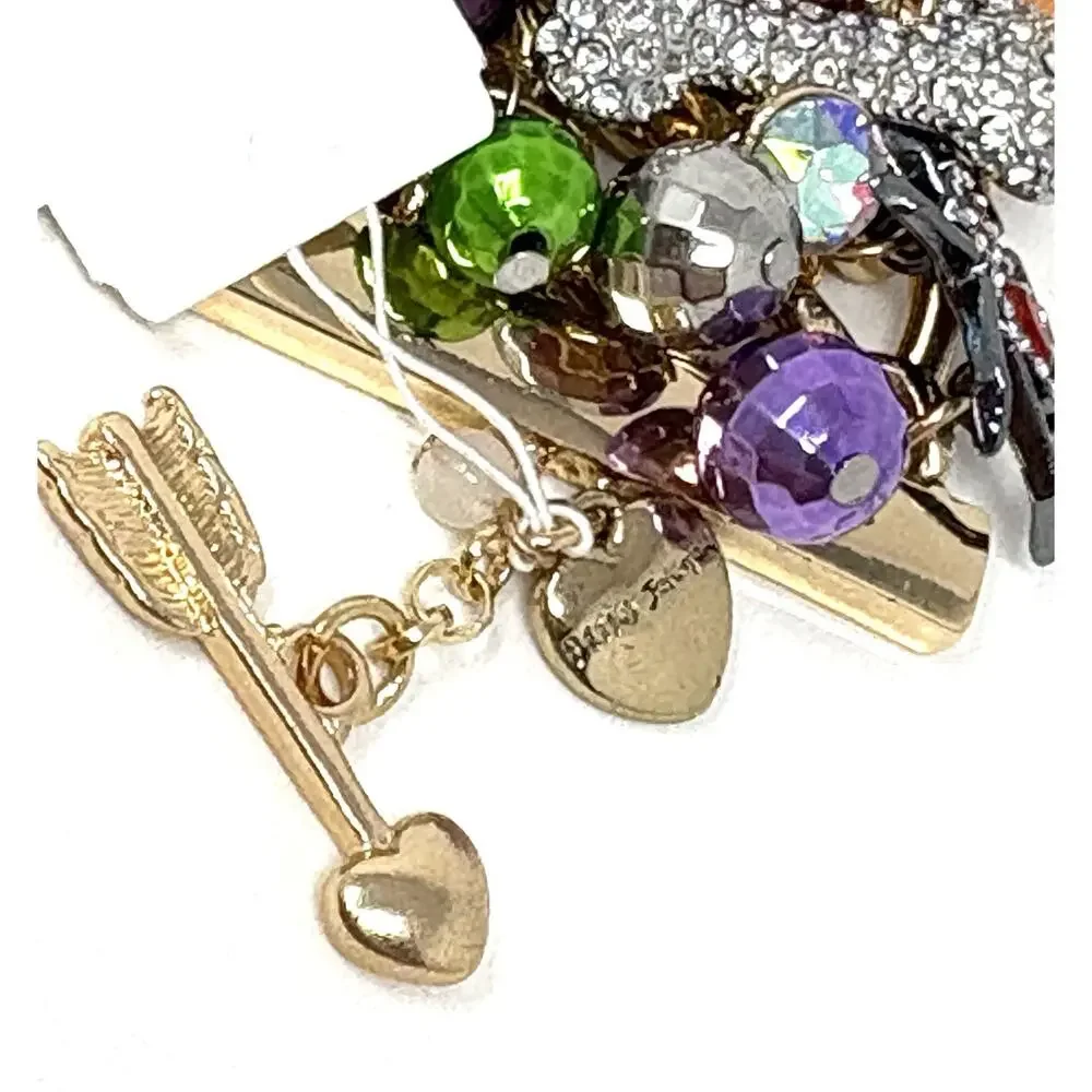 Betsey Johnson Halloween Toggle Bracelet Black Cat Spider Bat Candy Charms Wide